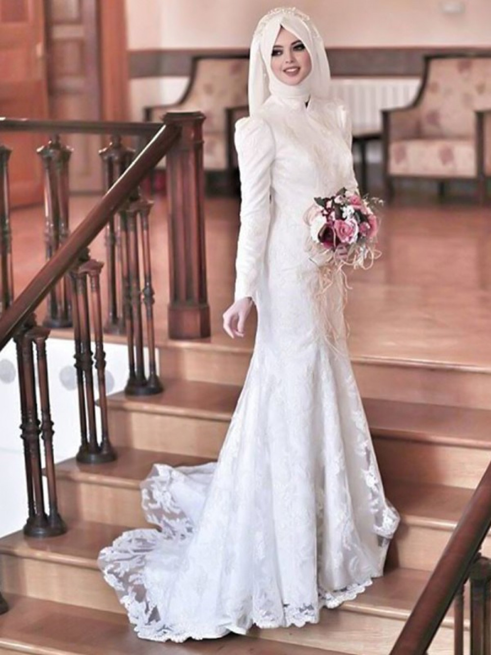 6 Gaun Pengantin Muslimah Terindah Warna Putih Wedding 